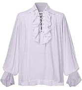 GRACEART Men Pirate Shirt Women Vampire Renaissance Shirts Victorian Ruffled Medieval Costume Cot...