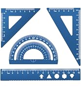 MSDADA Triangle Ruler, Protractor, Square and Ruler Set, 4 Pieces Aluminum Alloy Ruler, Metal Dra...