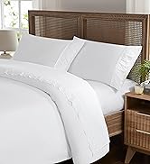 Weenmee Soft Microfiber Cristina Embroidery 4 Piece Sheet Set - White/Queen