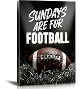Frimeeme Black and White Football Canvas Wall Art, 12x16 Inch Print for Kids Boys Room Dorm Livin...