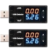 FORIOT 2Pcs USB Meter Tester LCD DC Digital Blue and Red Display Current Voltage Meter Multi-Func...