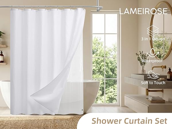 white shower curtain set