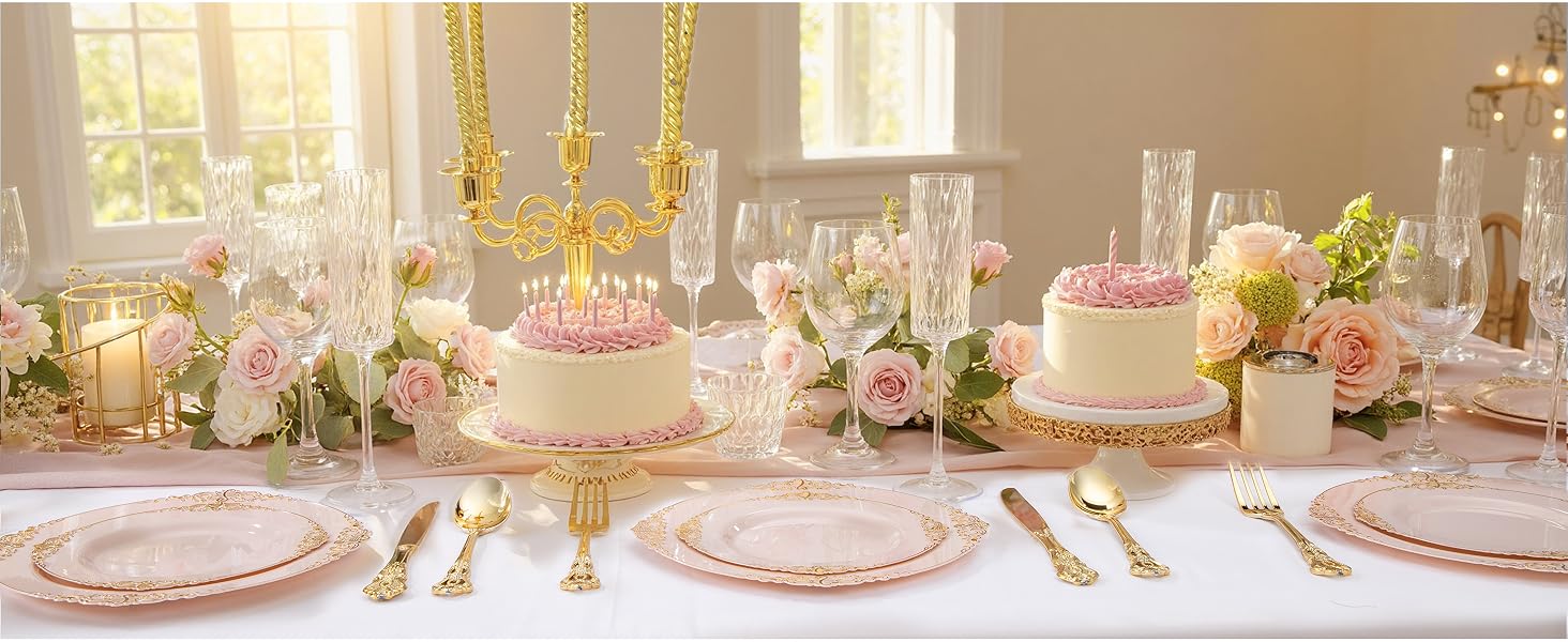 pink plastic plates