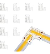 LightingWill LED Connectors 2Pin 8mm, 10 PCS L Shape Connector Transparent Solderless, Right Angl...