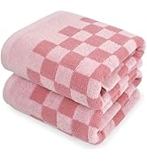 Jacquotha Ultra Soft Bath Towels for Bathroom(Pink Checkered), Quick Dry Towels Set of 2, Gifts f...