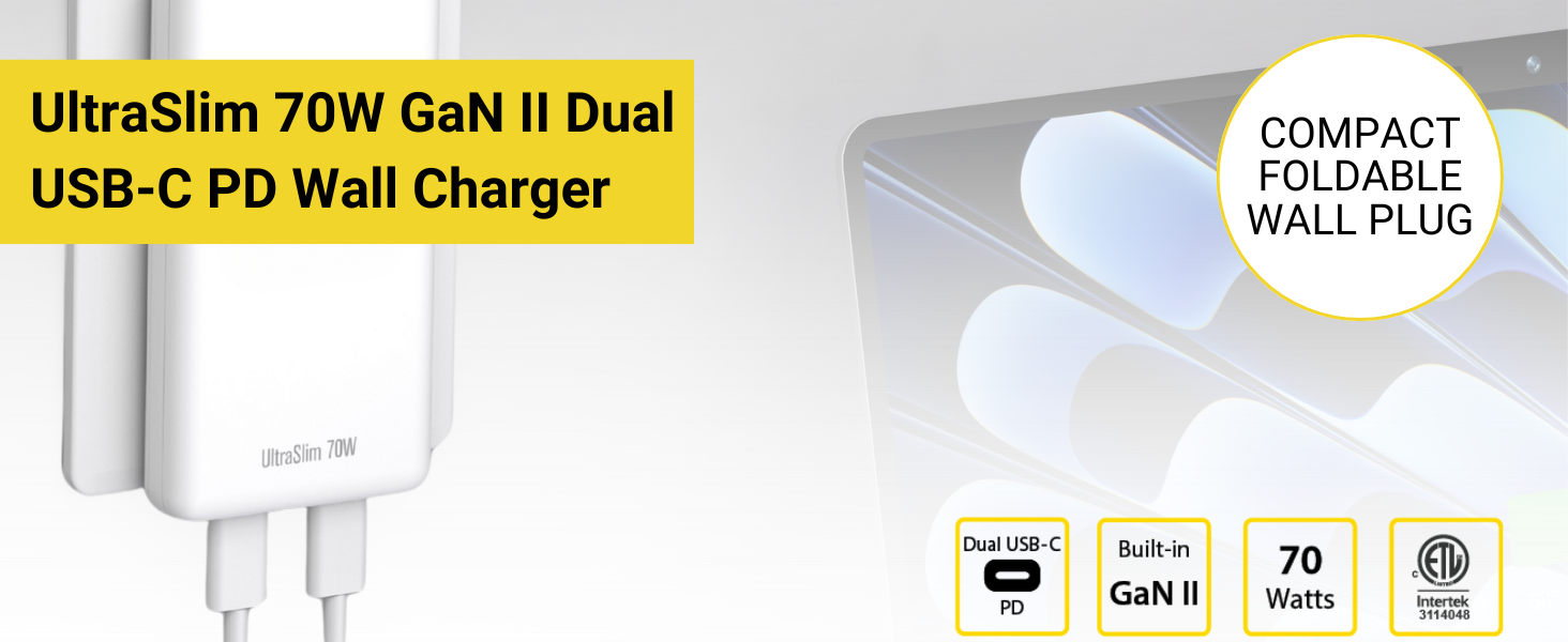 ultraslim 70w dual wall charger