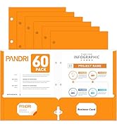 Two Pocket Portfolio Folders, PANDRI 60 Pack 3 Hole Punched 2 Pocket Folders for 3 Ring Binder, L...