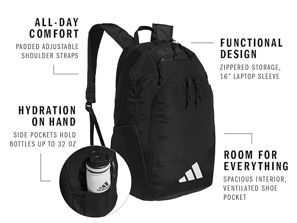 ALL-DAY COMFORT, HYDRATION ON HAND, FUNCTIONAL DESIGN, ROOM FOR EVERYTHING