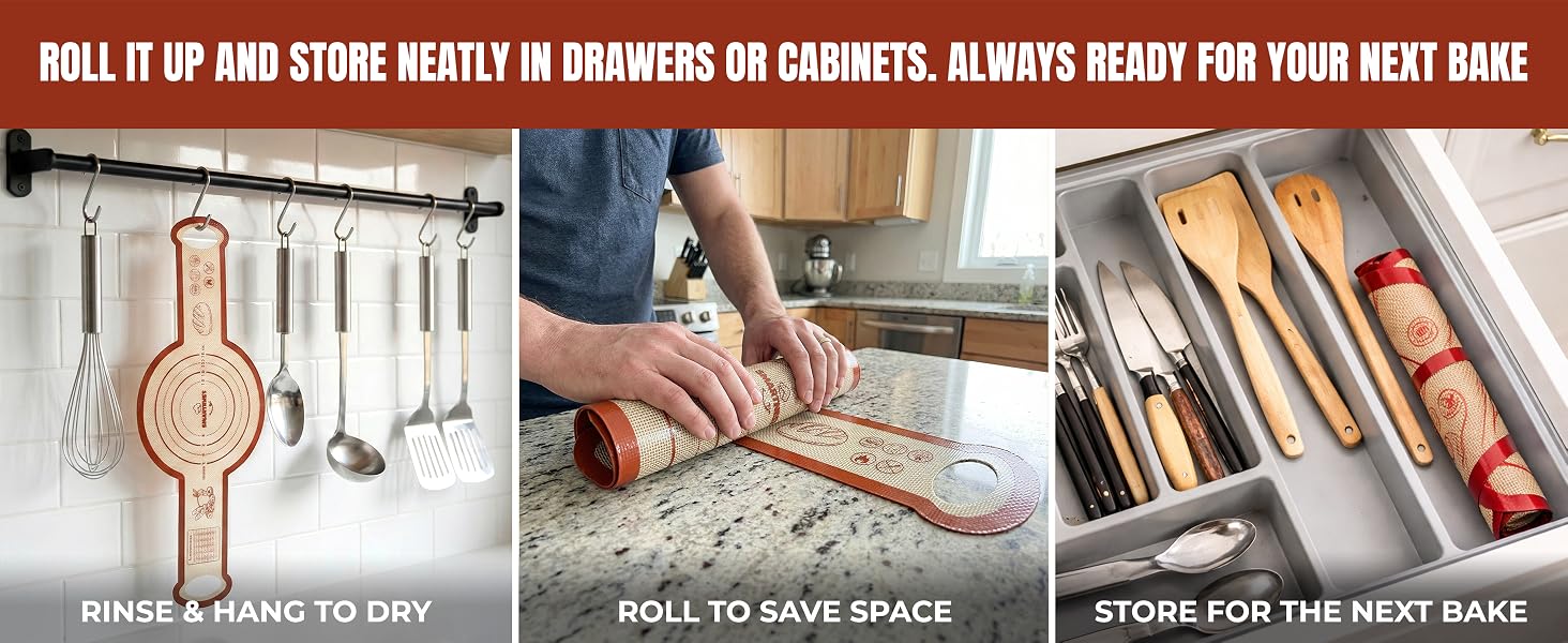 Roll it up and store neatly in drawers or cabinets