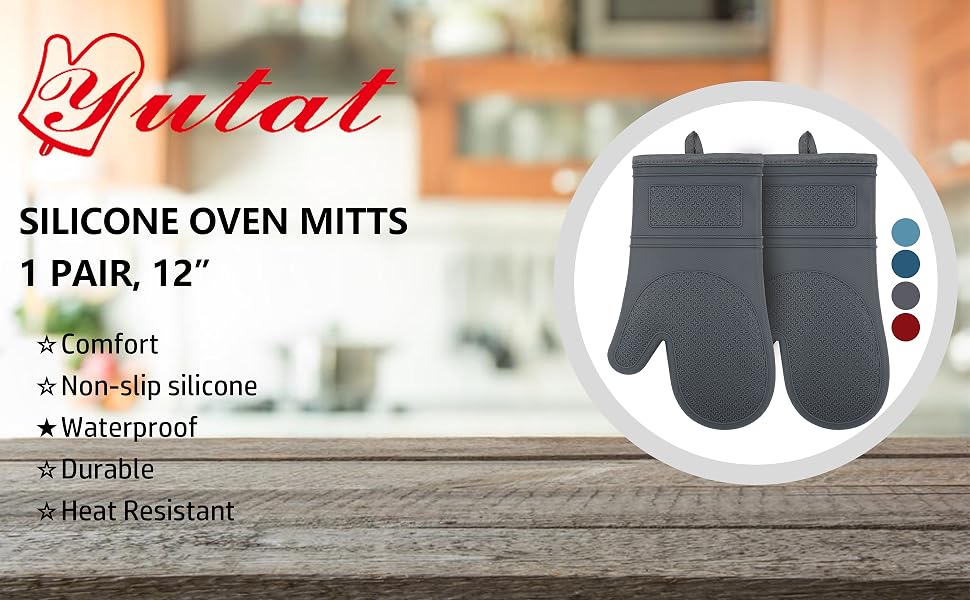 Silicone Oven Mitts Gray