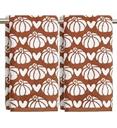 Artoid Mode 2 Pcs Beige Caramel Heart Pumpkin Fall Jacquard Hand Towels for Bathroom, Cotton Soft...