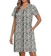 Ekouaer Women Zipper Robes Knit Short Bathrobe Lightweight House Coat with Pockets Soft Nightgown