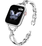MOFREE Slim Metal Band for Women Silver Fit Apple Watch 38mm 40mm 41mm 42mm | Lightweight Dressy ...