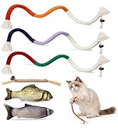 Goosheep Cat Toys 6Pcs with Chew Rope & Silvervine Sticks & Floppy Fish for Indoor Cats, Natural ...