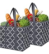 WISELIFE Reusable Grocery Bags 2-Pack Foldable Washable Large Storage Bins Basket Water Resistant...