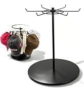 QTRQTR Rotating Hat Rack Stand Baseball Cap Organizer Display Holds 18+ | Tabletop Baseball Hat S...