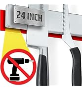 Strong Adhesive (No Drill) Magnetic Knife Holder for Wall - Professional 24 Inch Knife Strip - No...