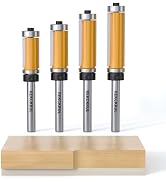 REKCKRUL 4Pcs Top and Bottom Bearing Flush Trim Router Bits Set, 1/4 Inch Shank, 1/2