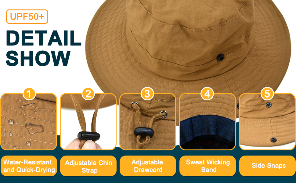 Water-Resistant and Quick-Drying Adjustable ChinStrap AdjustableDrawcord Sweat WickingBand