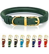 OOPSDOGGY Rolled Leather Dog Collar - Leather Puppy Collars for Small Dogs Cats - Round Dog Colla...