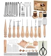 FOUSNOW Leather Working Kit Leather Working Tools, Ergonomically Leathertooling Kit Crafting Supp...