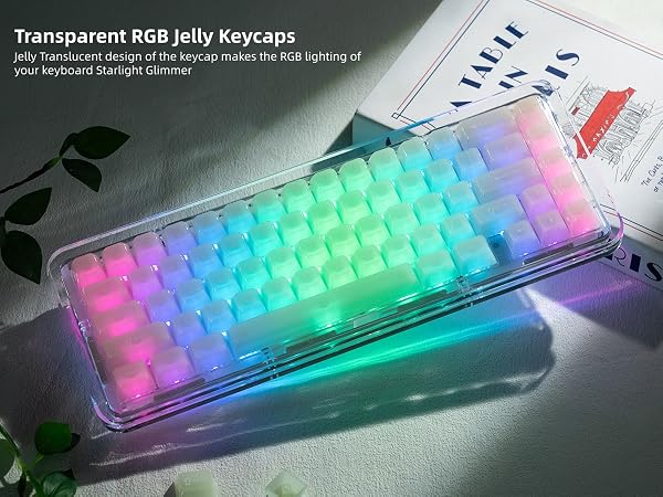 Keyboard Keycaps Jelly Ceramic Keycaps Style, Clear Creamy Matcha Green Key Cap Transparent Custom