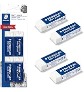 STAEDTLER Mars Plastic Vinyl Erasers (4-Pack), White Erasers for Clean & Precise Results - Latex-...