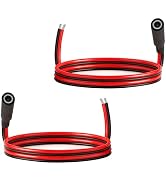 1.6FT 14AWG DC Power Cable 5.5mm x 2.5mm Female Connector Pre-Tinned Branch Wire DC Extension Cab...