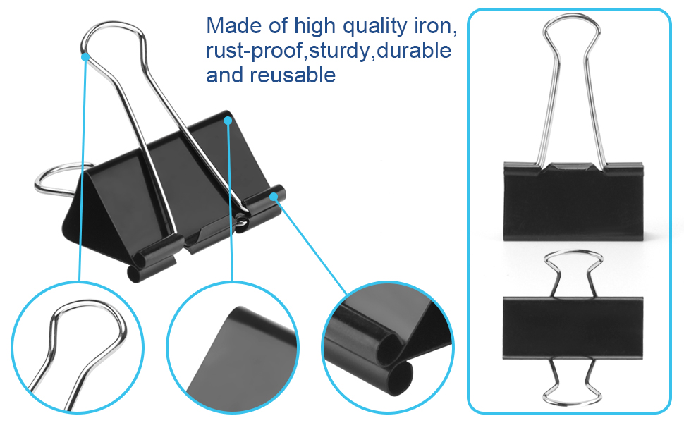 Black Metal Binder Clips