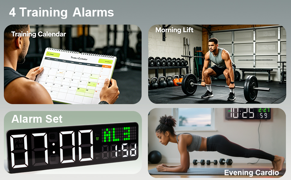gym clock with 4 alarms