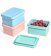 Tanjiae Silicone Snack Containers for Kids, Leak Proof Microwavable Small Lunch Box Containers wi...