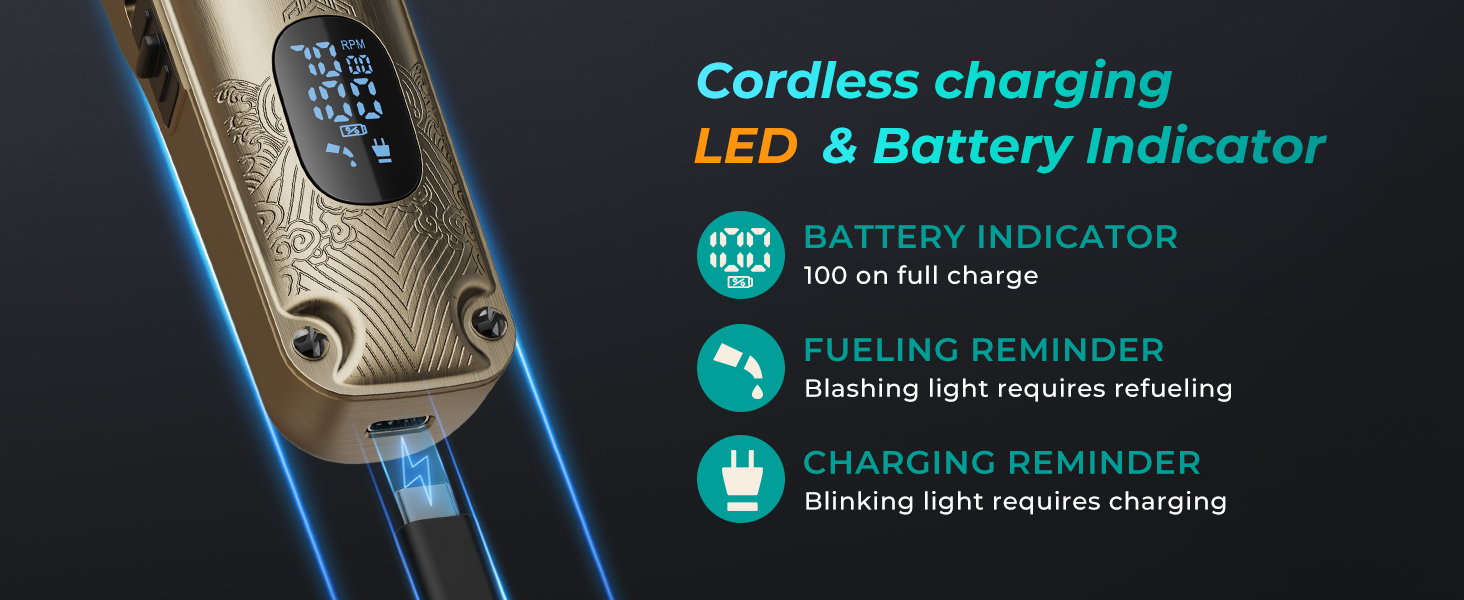 Cordless charging LED Battery Indicator