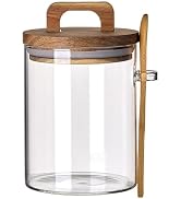 Coriario 33 OZ Glass Jar with Airtight Lid Spoon Clear Glass Storage Jars Wooden Lids Wide Mouth ...