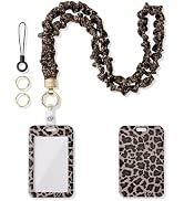 WEESMILE Scrunchie Lanyard with ID Holder for Keys (Leopard Print) | Satin Leopard Print, Stretch...