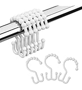 Amazer Plastic Shower Curtain Hooks, Shower Curtain Hooks Rings, Double Shower Curtain Hooks, Sho...