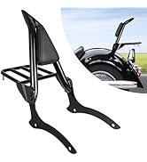 DSISIMO Motorcycle Detachable Passenger Backrest Sissy Bar With Luggage Rack And Back Rest Pad Co...