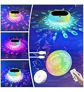 Solar Pool Chlorine Floater, USB Rechargeable Floating Pool Lights, 6.7 Inch 2600mAh IP68 Waterpr...