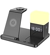 Wireless Charger Samsung Charging Station, with Alarm Clock and Night Light for Samsung S25 S24 S...