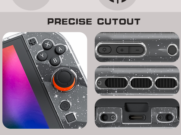 switch 2 clear glitter cover case