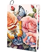 CRASPIRE Rose Stretchable Book Cover Flower Butterfly Washable Reusable Large Nylon Book Protecto...