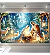 BlissYard Nativity Scene Banner 71x43 Inches Merry Christmas Manger Scene Banner Religious Christ...