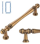 KOOFIZO Classical Cabinet Pull - Antique Brass Furniture Handle, 5 Inch Screw Spacing, 10-Pack P3...