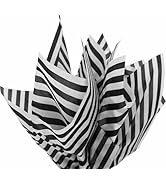 PMLAND 60 Sheets Gift Wrapping Tissue Paper - Black Stripes 20x15 Inches Premium Quality Bulk Pac...