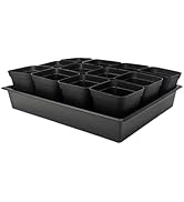 RooTrimmer 3.5 inch (9CM) Square Nursery Pots 60pcs, Sturdy Seedlings Trays 5 Pcs, Seeds Starter ...