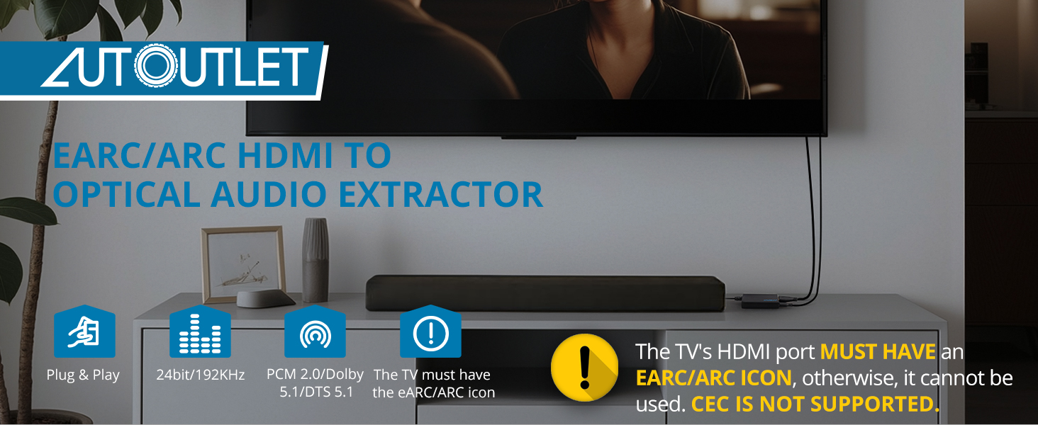 HDMI eARC to Optical Audio Adapter