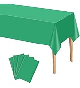 mwellewm 4 Packs Green Tablecloth, Plastic Table Cloth Christmas Tablecloth 54" × 72" Rectangle D...