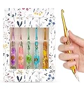 Aeelike Crochet Hooks Set, 3.0mm-6.0mm Ergonomic Crochet Hooks with Long Floral Handle-Super Shin...