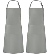 Syntus 2 Pack Adjustable Bib Apron Waterdrop Resistant with 2 Pockets Cooking Kitchen Aprons for ...