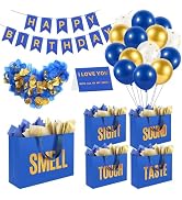 5 Senses Gift Bags For Him With Labels Tissue Paper And Handles, Comes With Birthday Decoration R...
