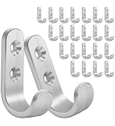 Homanu 24PCS Coat Hooks Wall Mounted, Metal Single Prong Wall Hooks with 48 Screws, No Rust Silve...